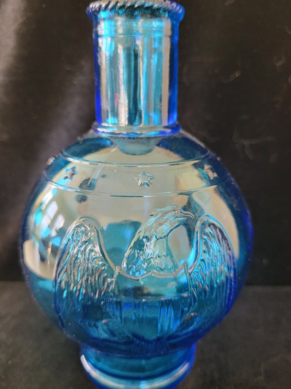 Vintage Wheaton NJ Glass Fire Extinguisher Bottle Blue Eagle Shield Stars MCM